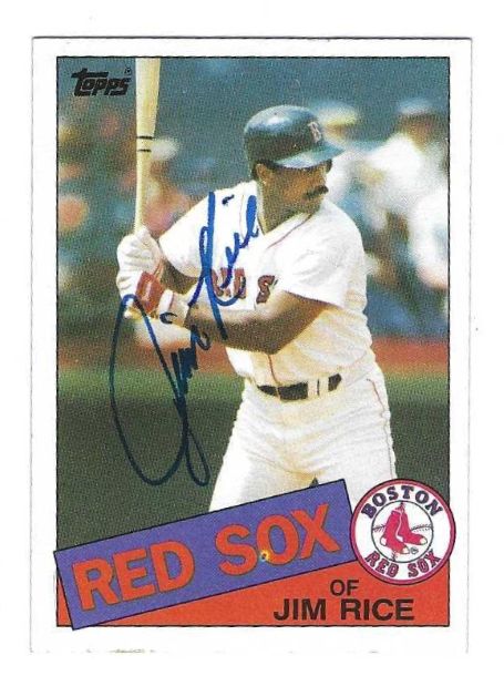 Autographed JIM RICE Boston Red Sox 1985 Topps Card