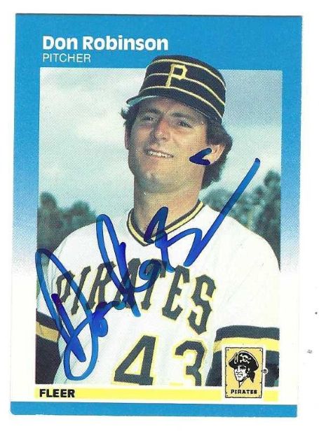 Autographed DON ROBINSON Pittsburgh Pirates 1987 Fleer Card