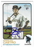 Autographed RODOLFO CASTRO Pittsburgh Pirates 2022 Topps Heritage Card
