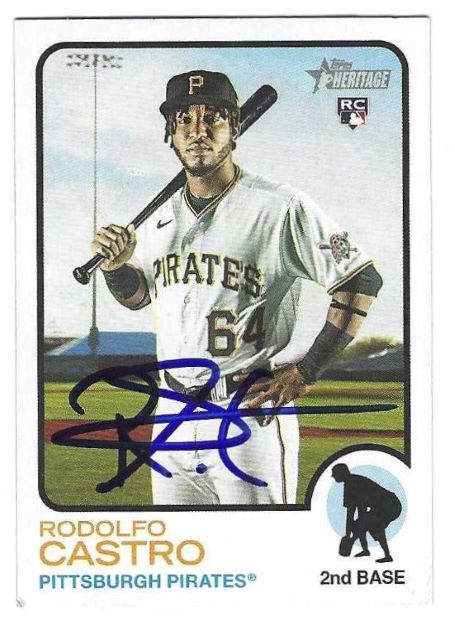 Autographed RODOLFO CASTRO Pittsburgh Pirates 2022 Topps Heritage Card