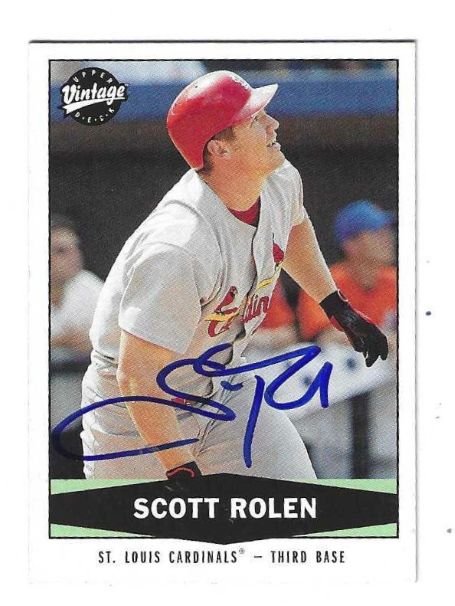 Autographed SCOTT ROLEN St. Louis Cardinals 2004 Upper Deck Vintage Card