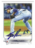 Autographed JORDAN ROMANO Toronto Blue Jays 2022 Topps Card