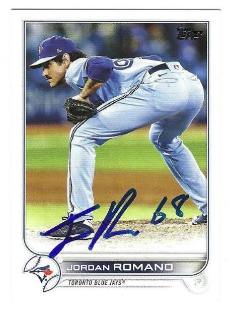Autographed JORDAN ROMANO Toronto Blue Jays 2022 Topps Card