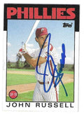 Autographed JOHN RUSSELL Philadelphia Phillies 1986 Topps Card