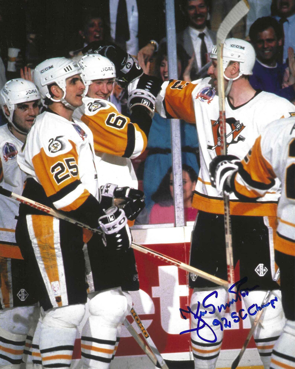 Autographed  KJELL SAMUELSSON "92 SC Champs" 8X10 Pittsburgh Penguins Photo