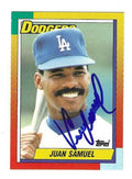 Autographed JUAN SAMUEL Los Angeles Dodgers 1990 Topps Card