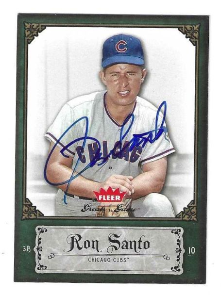 Autographed RON SANTO Chicago Cubs 2006 FLEER GREATS of the GAME CARD