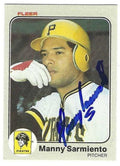 Autographed MANNY SARMIENTO Pittsburgh Pirates 1983 FLEER Card