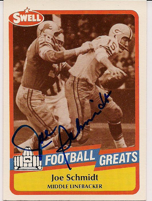 Signed JOE SCHMIDT 1989 Swell Football Card