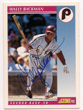 Autographed WALLY BACKMAN 1992 Score Baseball Card
