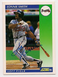 Autographed LONNIE SMITH 1992 Score Baseball Card