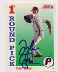 Autographed TYLER GREEN 1992 Score Baseball Card