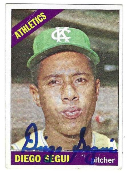 Autographed DIEGO SEGUI Kansas City A's 1966 Topps Card