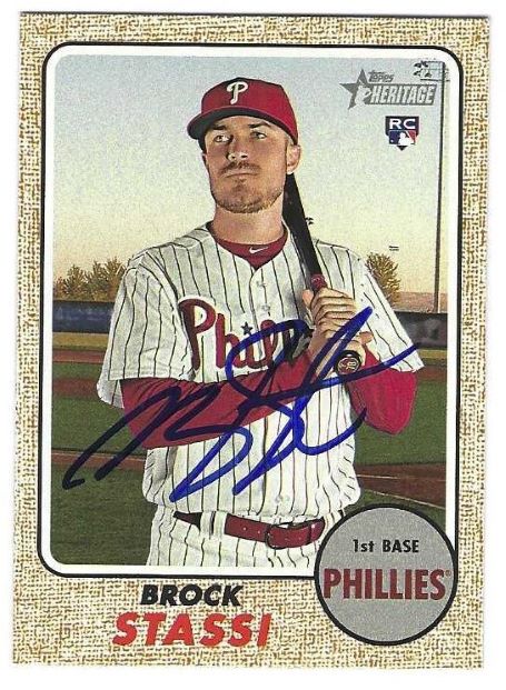 Autographed BROCK STASSI Philadelphia Phillies 2017 Topps Heritage Card