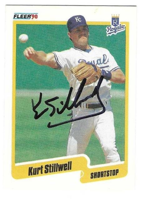 Autographed KURT STILLWELL Kansas City Royals 1990 Fleer Card