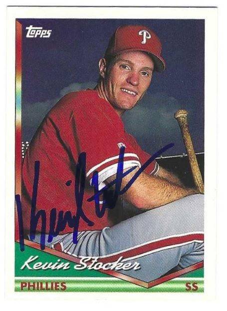 Autographed KEVIN STOCKER Philadelphia Phillies 1994 Topps Card