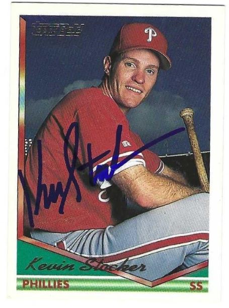Autographed KEVIN STOCKER Philadelphia Phillies 1994 Topps Gold Card