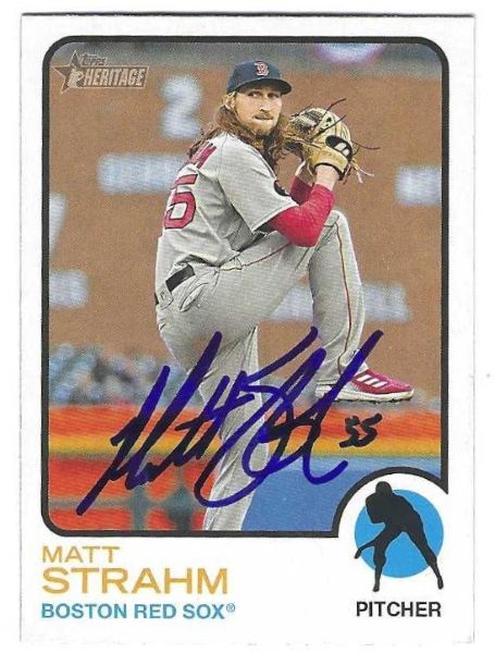 Autographed MATT STRAHM Boston Red Sox 2022 Topps Heritage Card