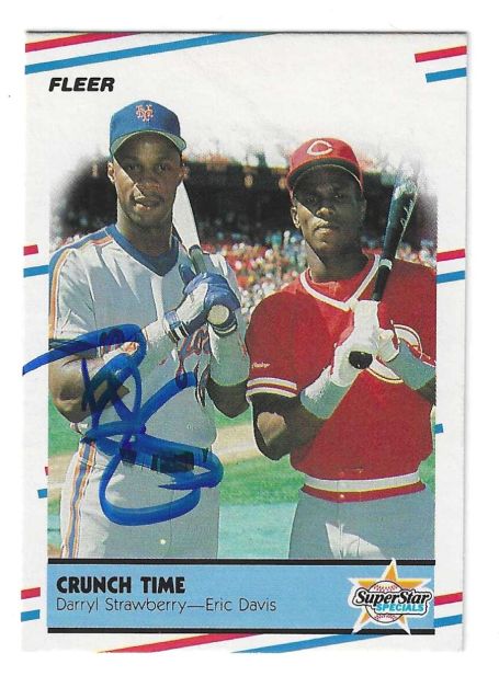 Autographed 1988 Fleer DARRYL STRAWBERRY New York Mets card #637