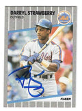 Autographed 1989 Fleer DARRYL STRAWBERRY New York Mets card #49