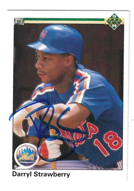 Autographed 1990 Upper Deck DARRYL STRAWBERRY New York Mets card #182