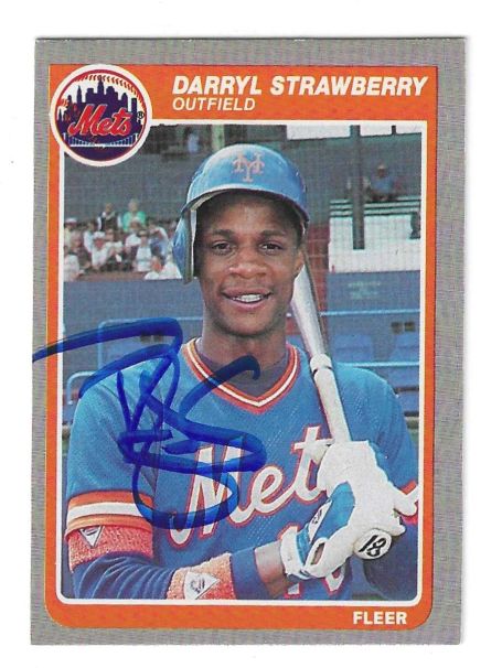 Autographed 1985 Fleer DARRYL STRAWBERRY New York Mets card #93