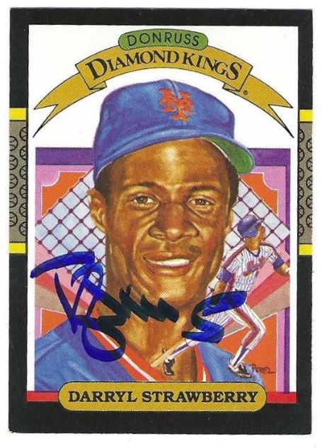 Autographed 1987 Donruss DARRYL STRAWBERRY New York Mets Diamond King card #4