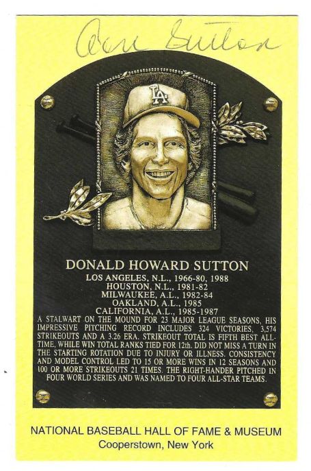 Autographed Don Sutton Hall of Fame Gold Plaque