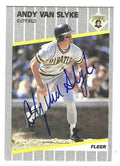 Autographed ANDY VAN SLYKE Pittsburgh Pirates 1989 Fleer Card