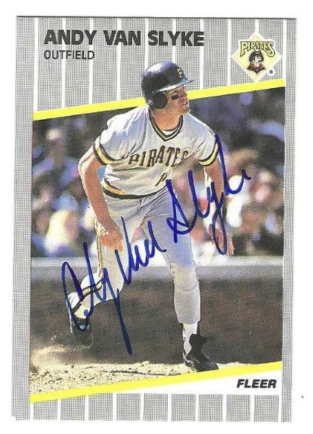 Autographed ANDY VAN SLYKE Pittsburgh Pirates 1989 Fleer Card