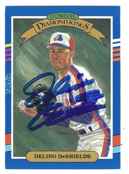 Autographed DELINO DESHIELDS Montreal Expos 1991 Donruss Diamond King