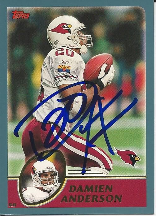 Autographed 2003 Topps Damien Anderson card