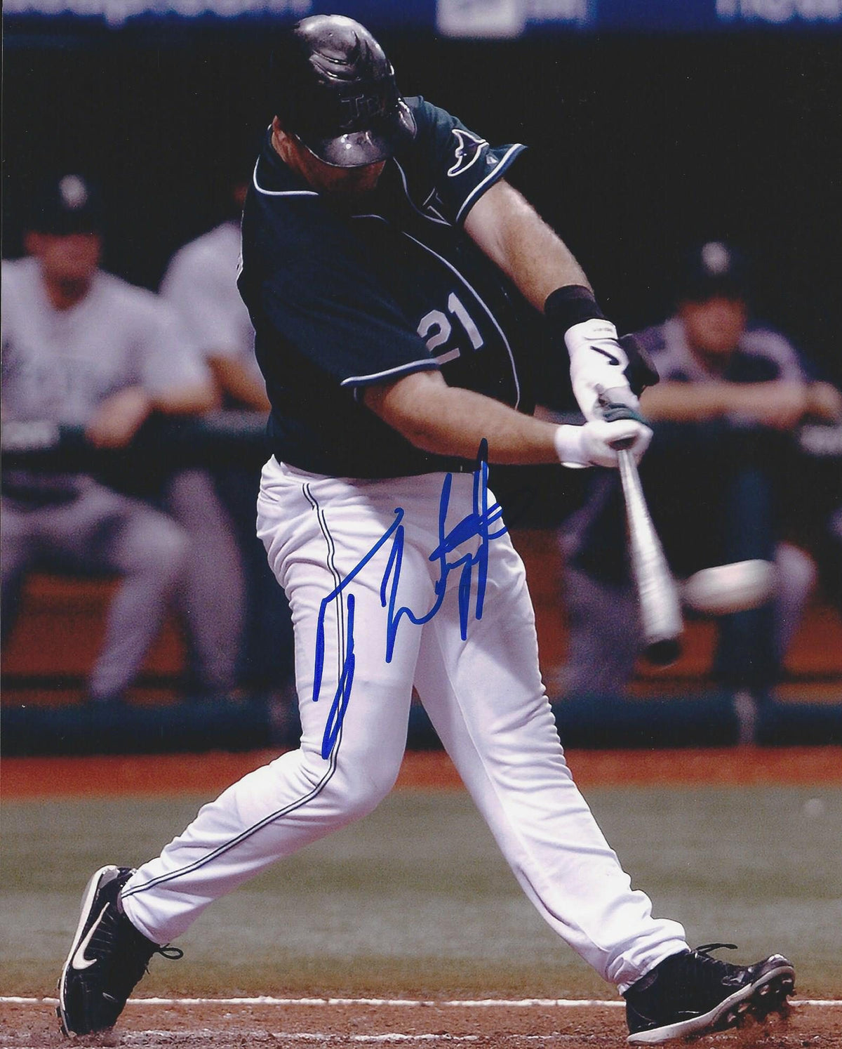 Autographed Ty Wiggington 8X10 Tampa Bay Rays Photo.