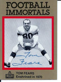 Autographed Tom Fears Los Angeles Rams Football Immortals Card