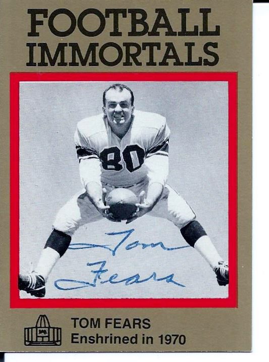 Autographed Tom Fears Los Angeles Rams Football Immortals Card