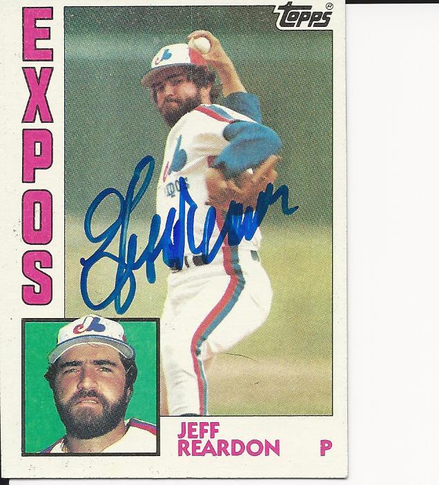 Autographed JEFF REARDON 1984 Topps Card