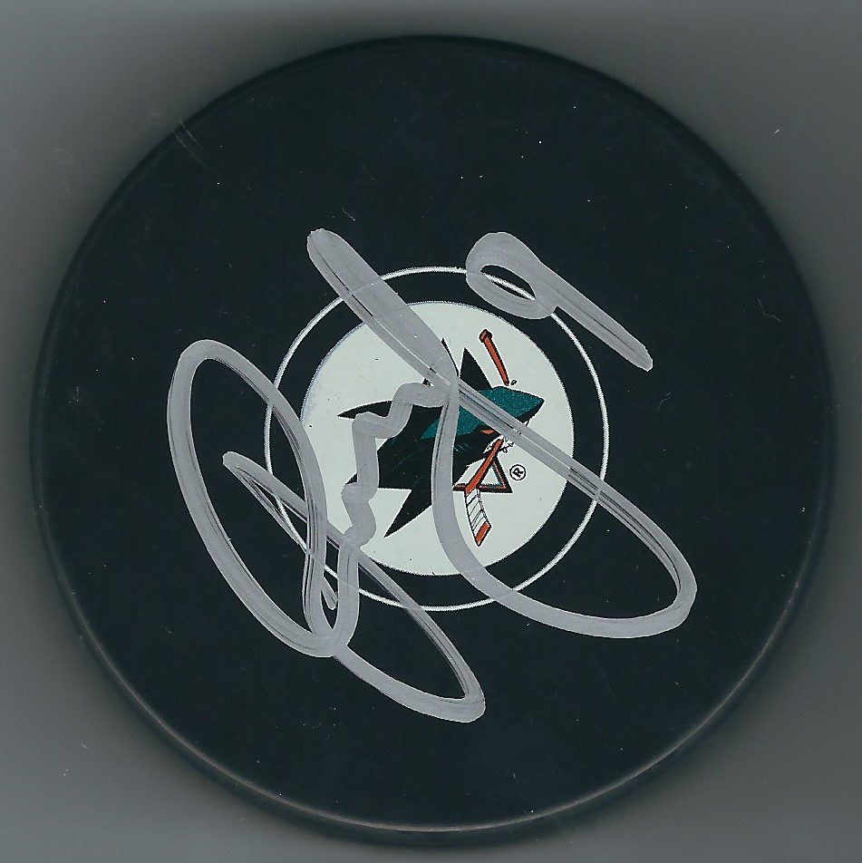 Autographed DAINIUS ZUBRUS San Jose Sharks Hockey Puck