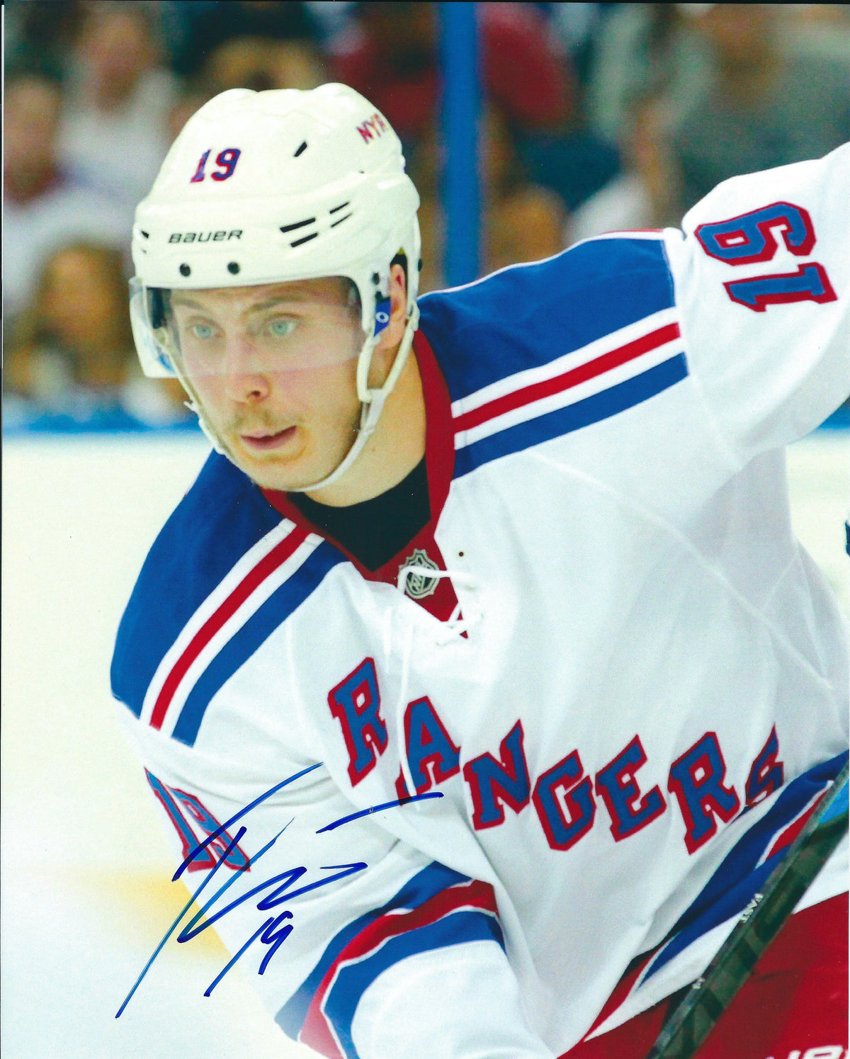 Autographed JESPER FAST 8X10 New York Rangers Photo