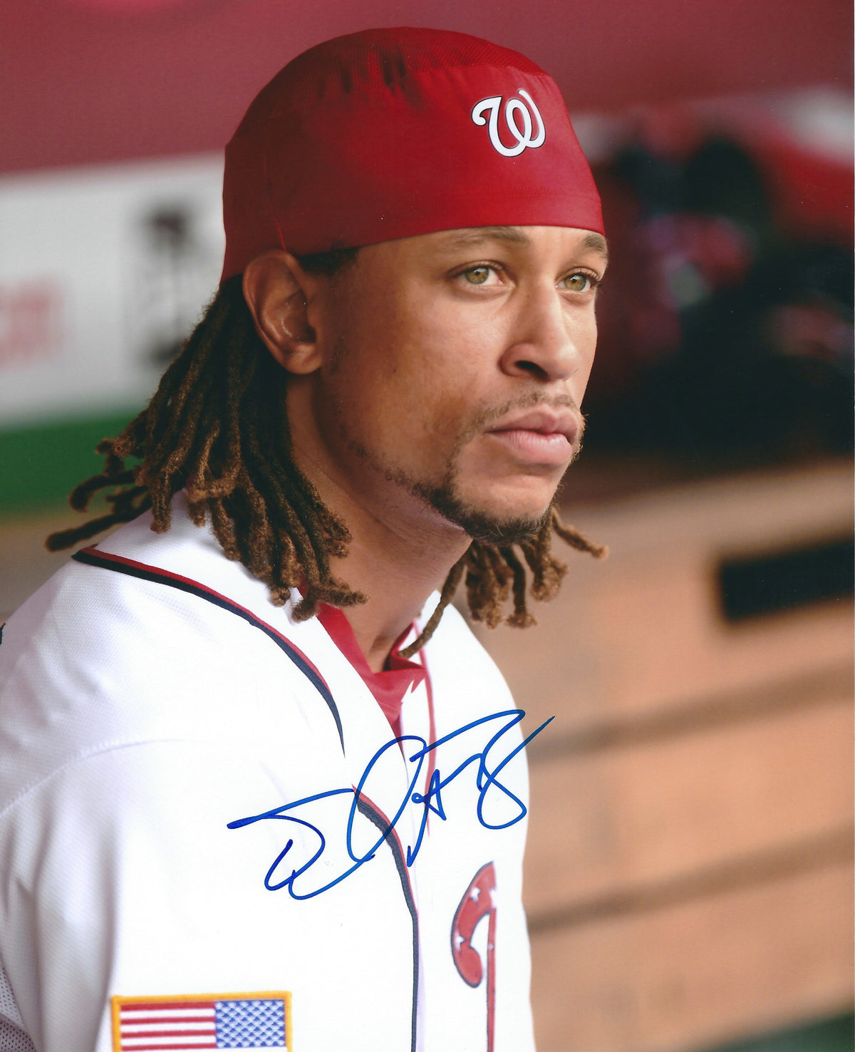Autographed EMMANUEL BURRISS 8X10 Washington Nationals Photo