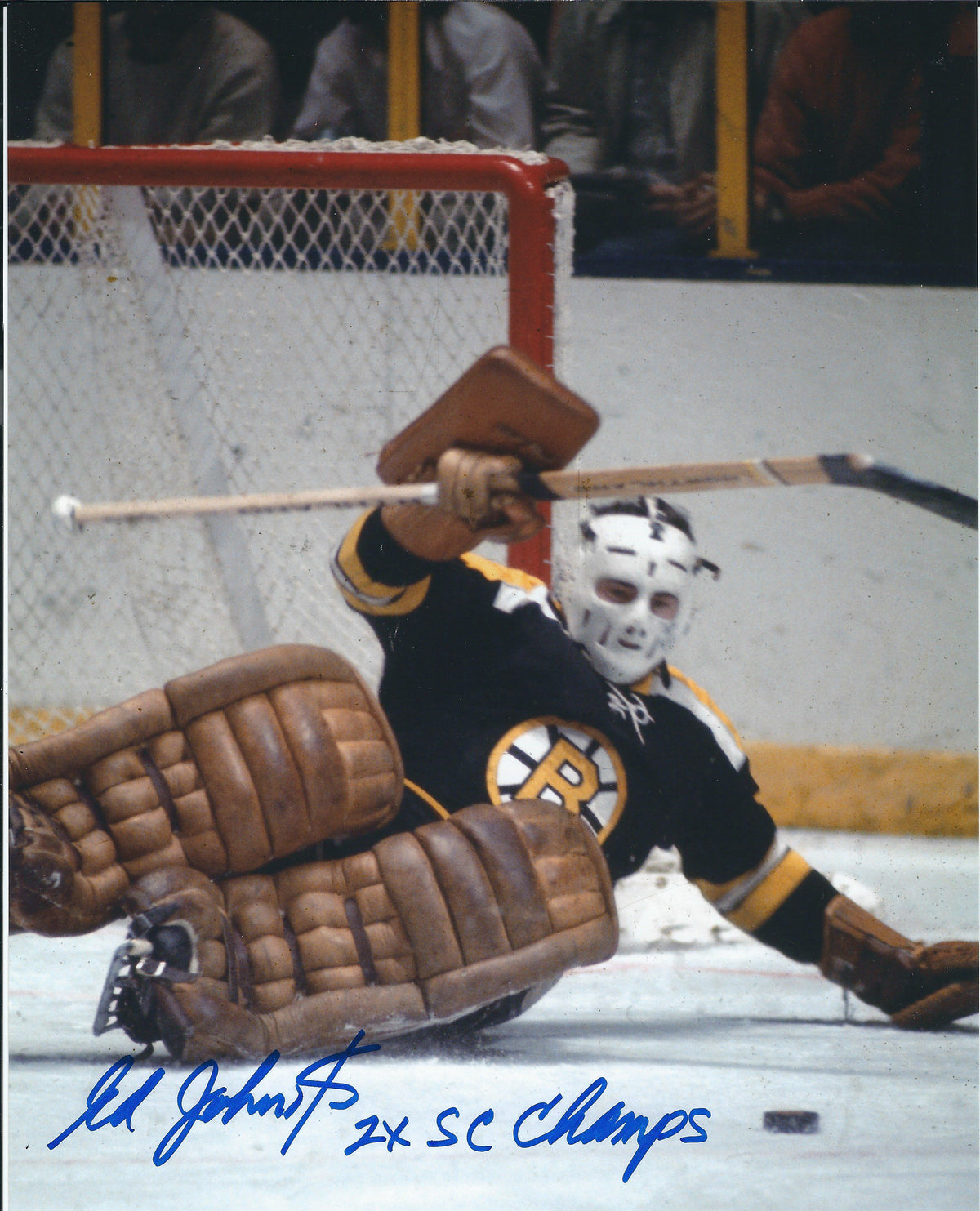 Autographed  ED JOHNSTON 8X10 Boston Bruins  Photo