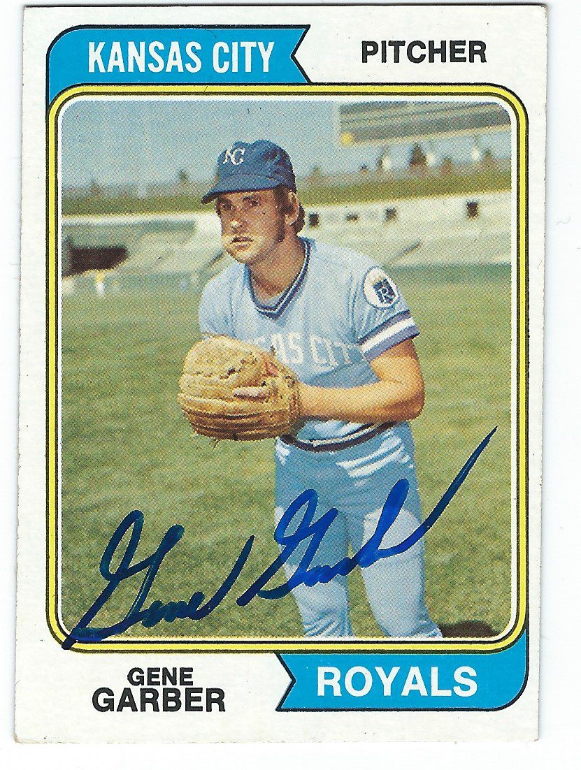 Autographed GENE GARBER Kansas City Royals 1974 Topps  Card