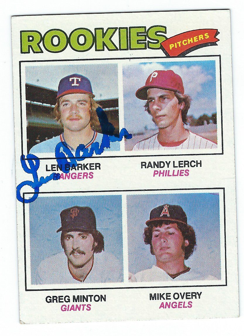 Autographed LEN BARKER 1977 Topps Card