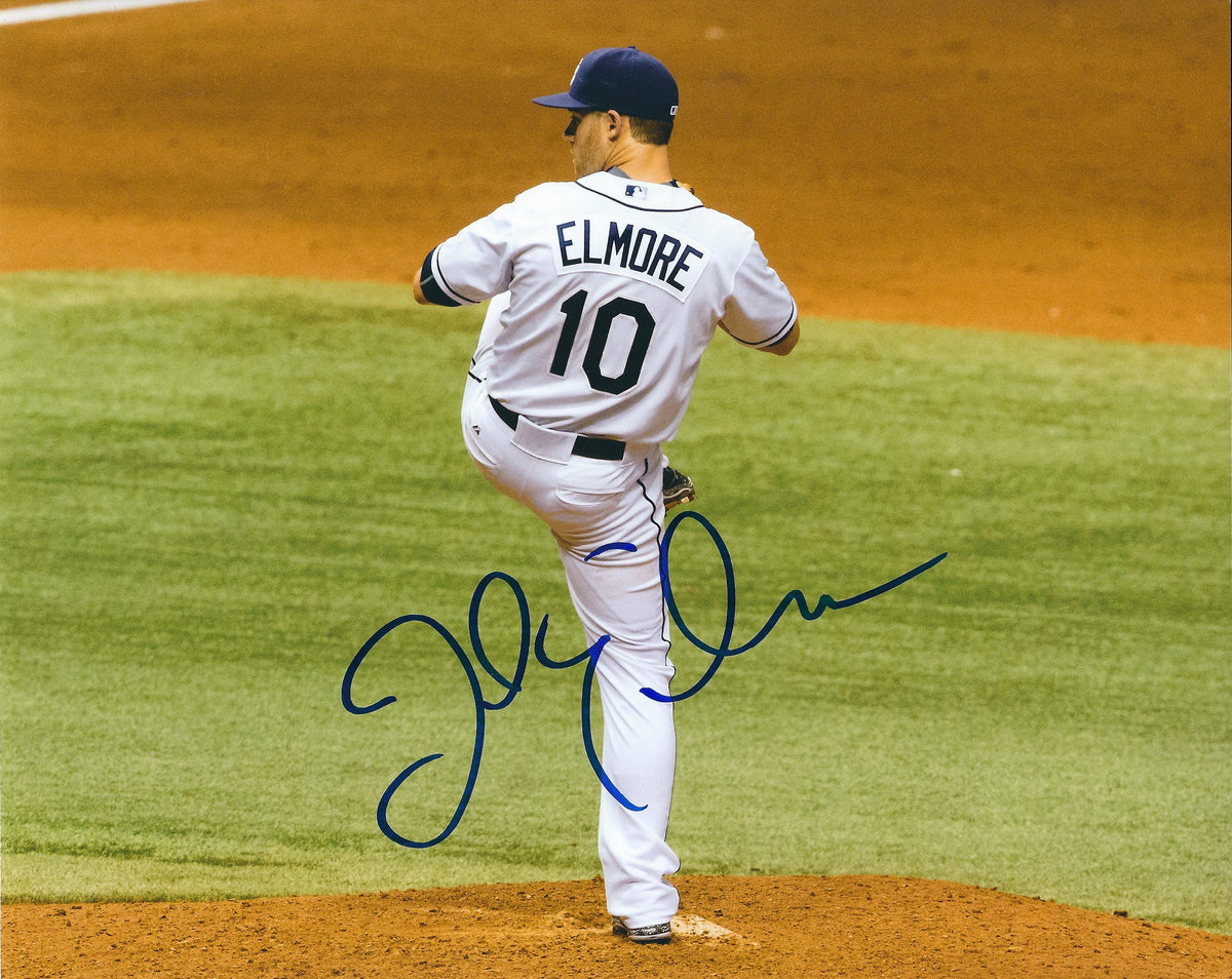 Autographed JAKE ELMORE 8X10 Tampa Bay Rays Photo.