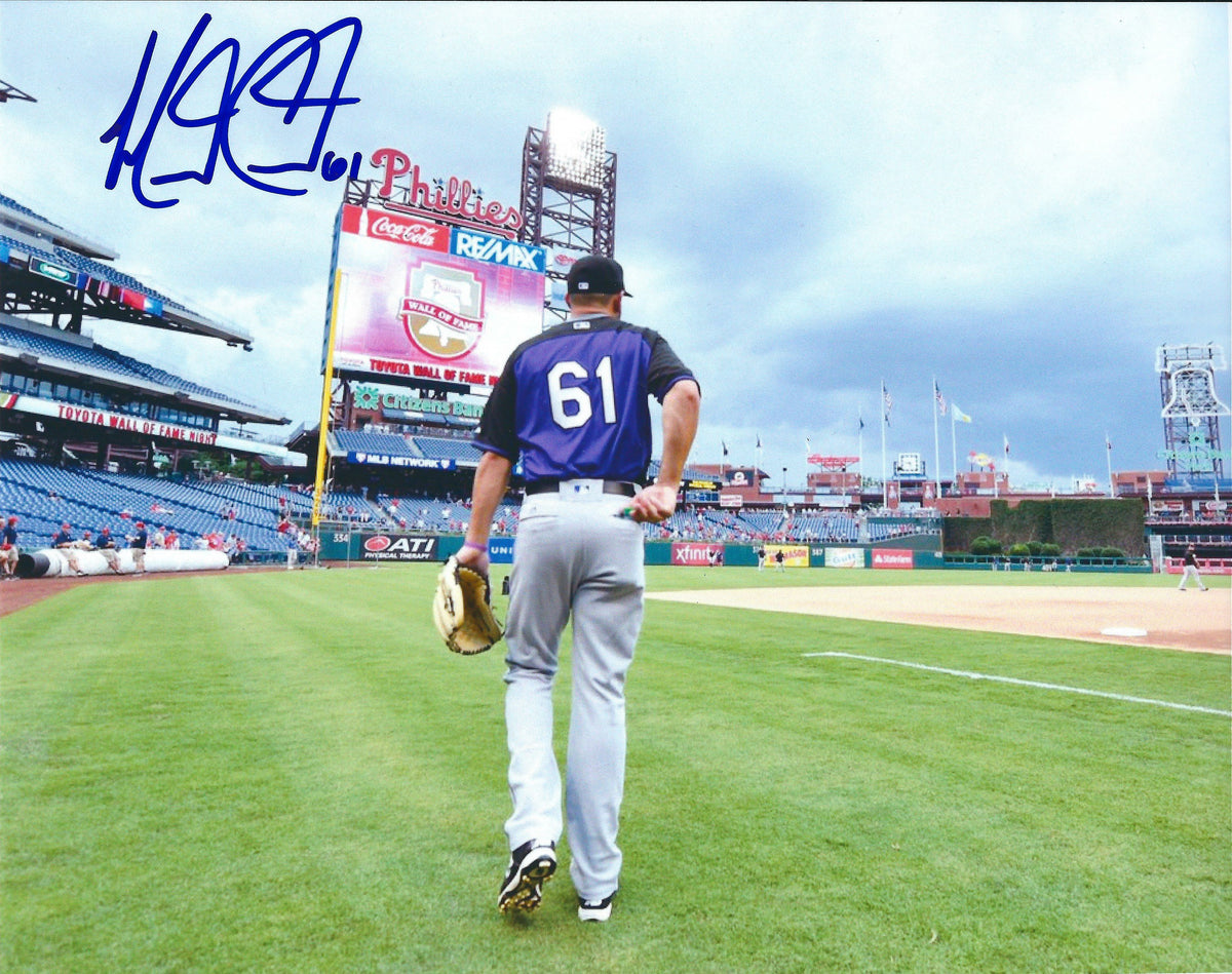 AUTOGRAPHED MATT CARASITI 8X10 Colorado Rockies Photo