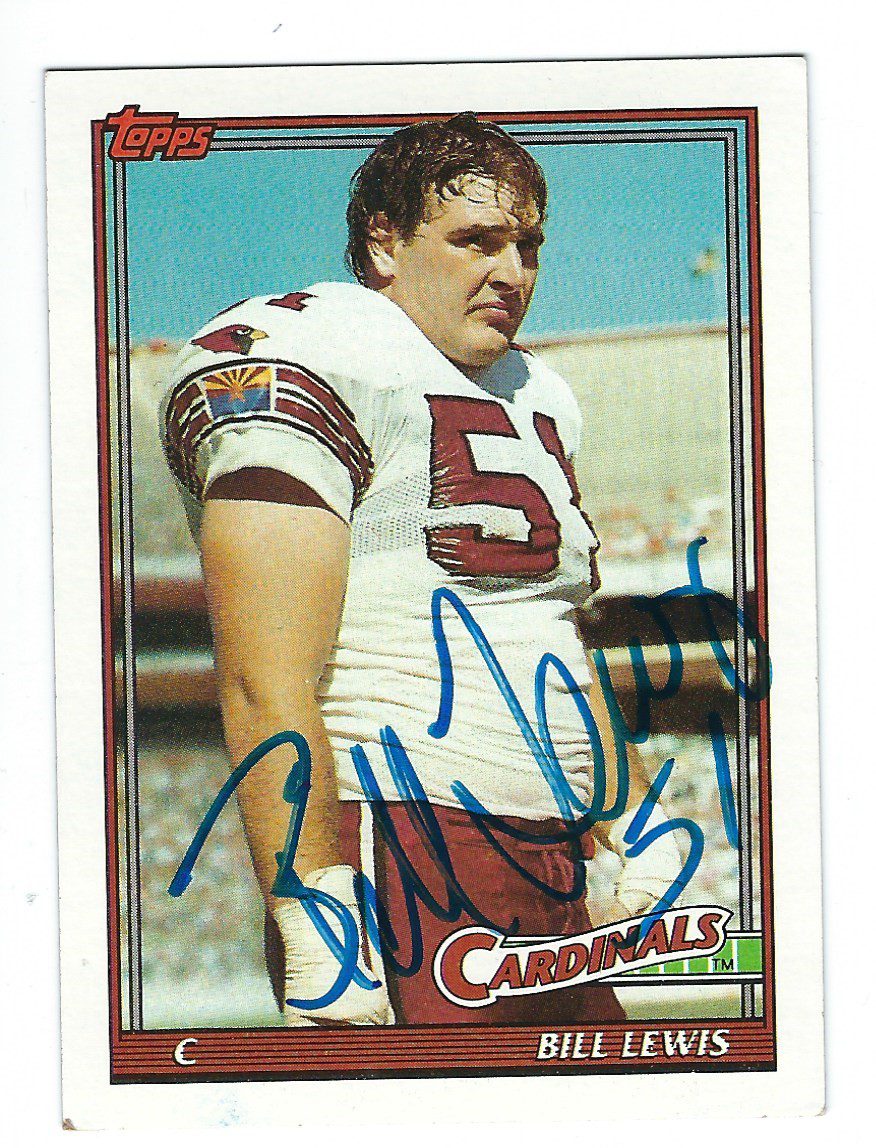 Autographed 1991 TOPPS Bill Lewis Phoenix Cardinals Card #512 w/COA
