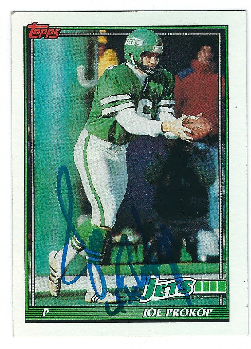 Autographed 1991 TOPPS Joe Prokop New York Jets Football Card #477 w/COA