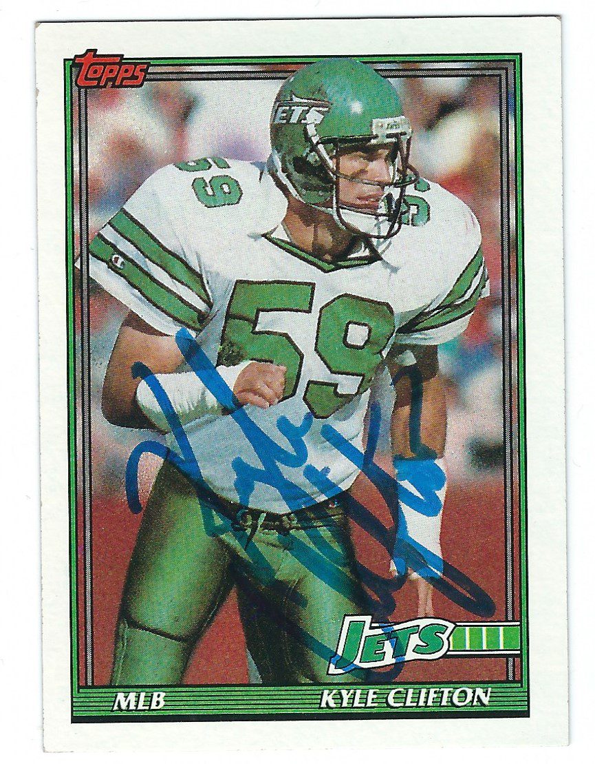 Autographed 1991 TOPPS Kyle Clifton New York Jets Football Card #479 w/COA