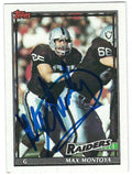 Autographed 1991 TOPPS  Max Montoya Oakland Raiders Card #100 w/COA