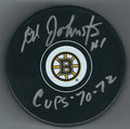 Autographed ED JOHNSTON Boston Bruins Hockey Puck