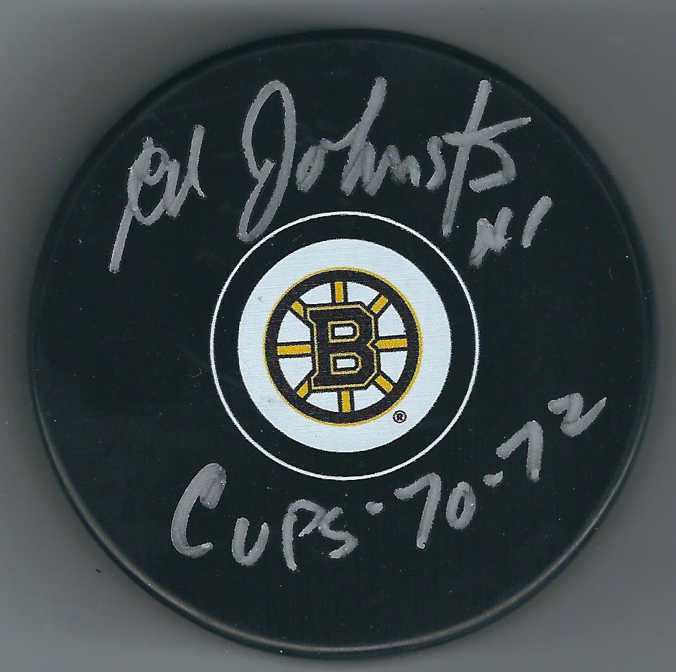 Autographed ED JOHNSTON Boston Bruins Hockey Puck